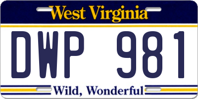 WV license plate DWP981