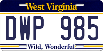 WV license plate DWP985