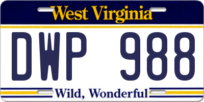 WV license plate DWP988