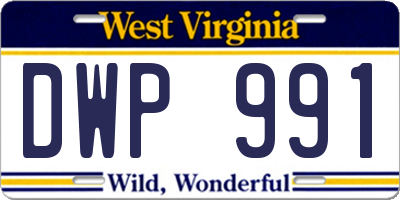 WV license plate DWP991
