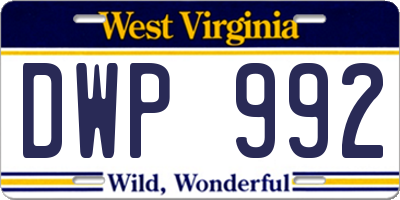 WV license plate DWP992