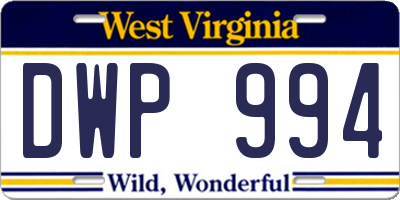 WV license plate DWP994