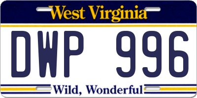WV license plate DWP996