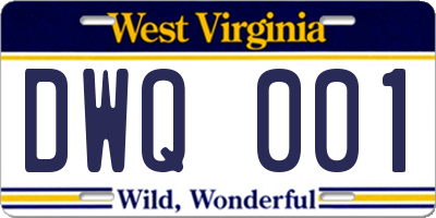 WV license plate DWQ001