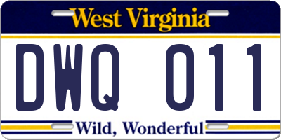 WV license plate DWQ011
