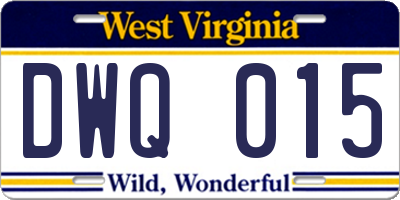 WV license plate DWQ015