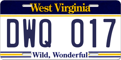 WV license plate DWQ017