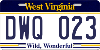 WV license plate DWQ023