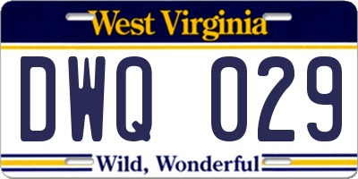 WV license plate DWQ029