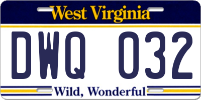 WV license plate DWQ032
