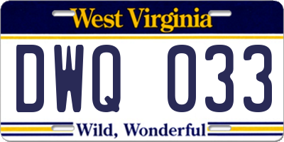 WV license plate DWQ033