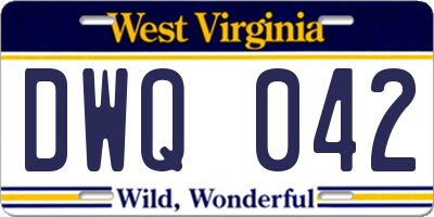 WV license plate DWQ042