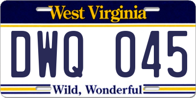 WV license plate DWQ045