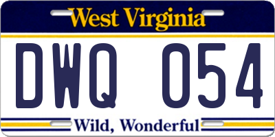 WV license plate DWQ054