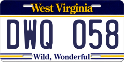 WV license plate DWQ058