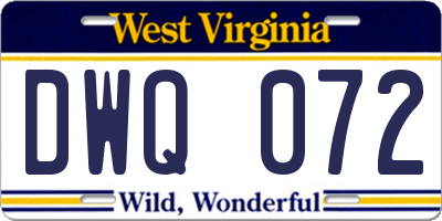 WV license plate DWQ072