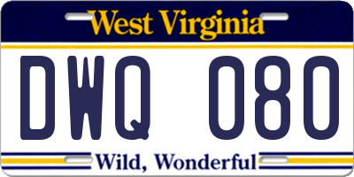 WV license plate DWQ080
