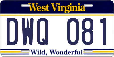WV license plate DWQ081