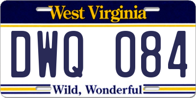 WV license plate DWQ084