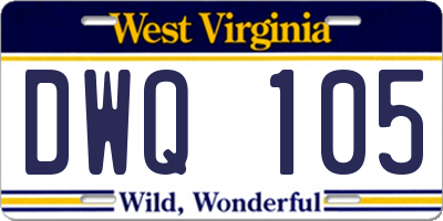 WV license plate DWQ105