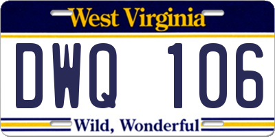 WV license plate DWQ106