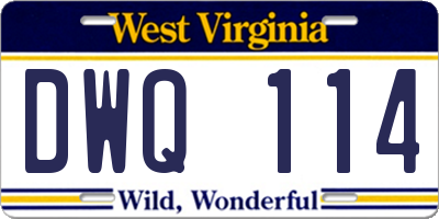 WV license plate DWQ114