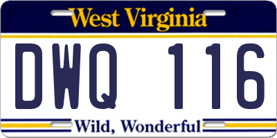 WV license plate DWQ116