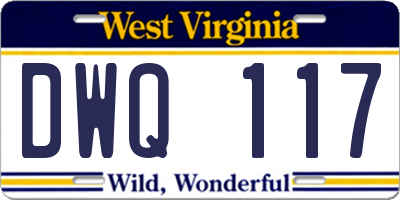 WV license plate DWQ117