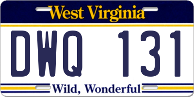WV license plate DWQ131