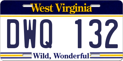 WV license plate DWQ132