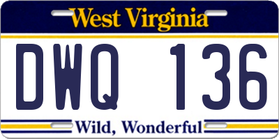 WV license plate DWQ136