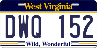 WV license plate DWQ152