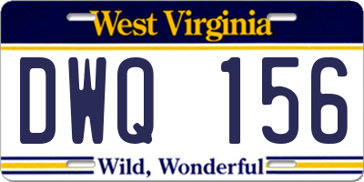 WV license plate DWQ156