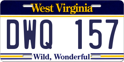 WV license plate DWQ157