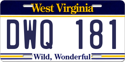 WV license plate DWQ181