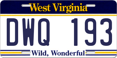 WV license plate DWQ193