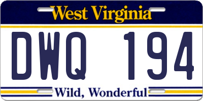 WV license plate DWQ194