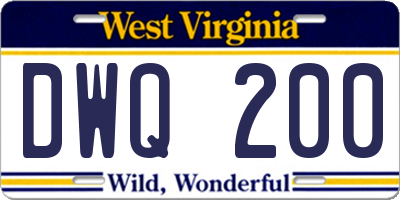 WV license plate DWQ200