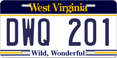 WV license plate DWQ201