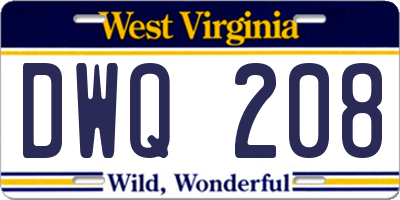 WV license plate DWQ208