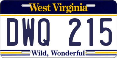 WV license plate DWQ215