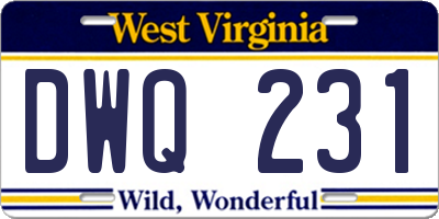 WV license plate DWQ231