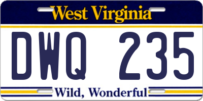 WV license plate DWQ235