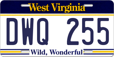 WV license plate DWQ255