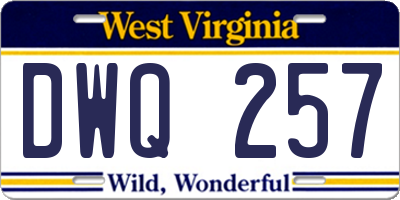 WV license plate DWQ257