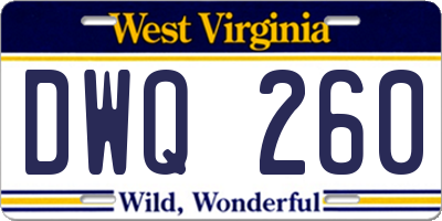 WV license plate DWQ260