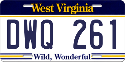 WV license plate DWQ261