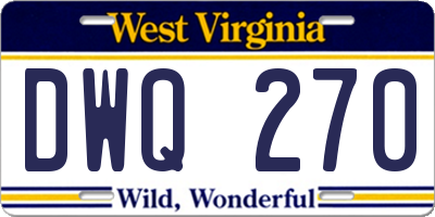 WV license plate DWQ270