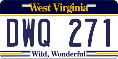 WV license plate DWQ271
