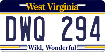 WV license plate DWQ294